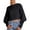 Black, variant on UJNDER Casual Round Neck Knitted Sweater for Women Long Batwing Sleeve Solid Color Soft Loose Ribbed Pullover Army Green M