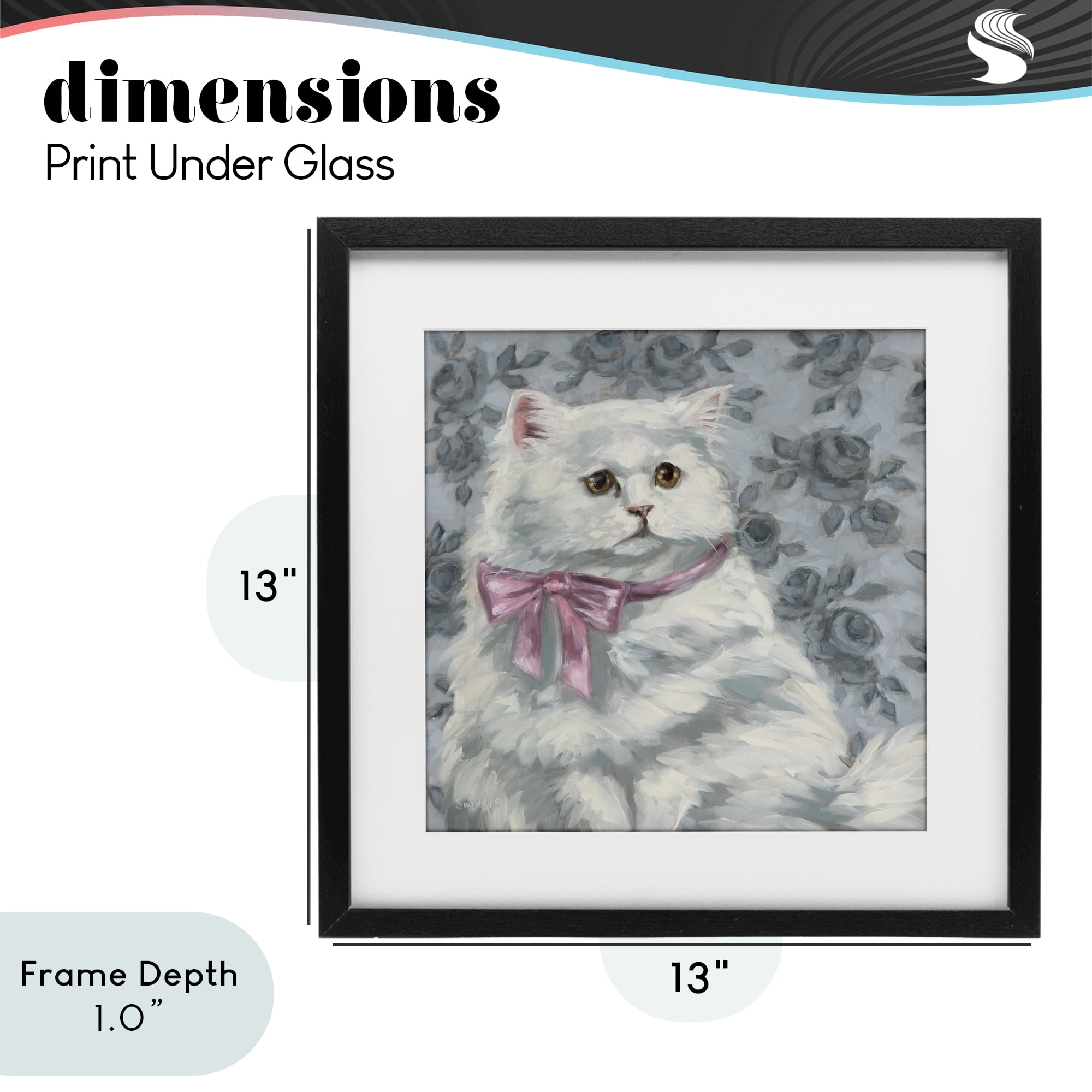 Stupell Industries Coquette Kitty Portrait Black Framed Print Under Glass, design by Sara G. Designs