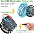 thumbnail image 5 of Bxaolu Fishing Hats with Sunglasses, Wide Brim Sun Hat with 2 Solar Fan, USB & Solar Powered Fishing Hats, Solar Fan Hats UPF 50+ for Camping, Travel (Gray), 5 of 6