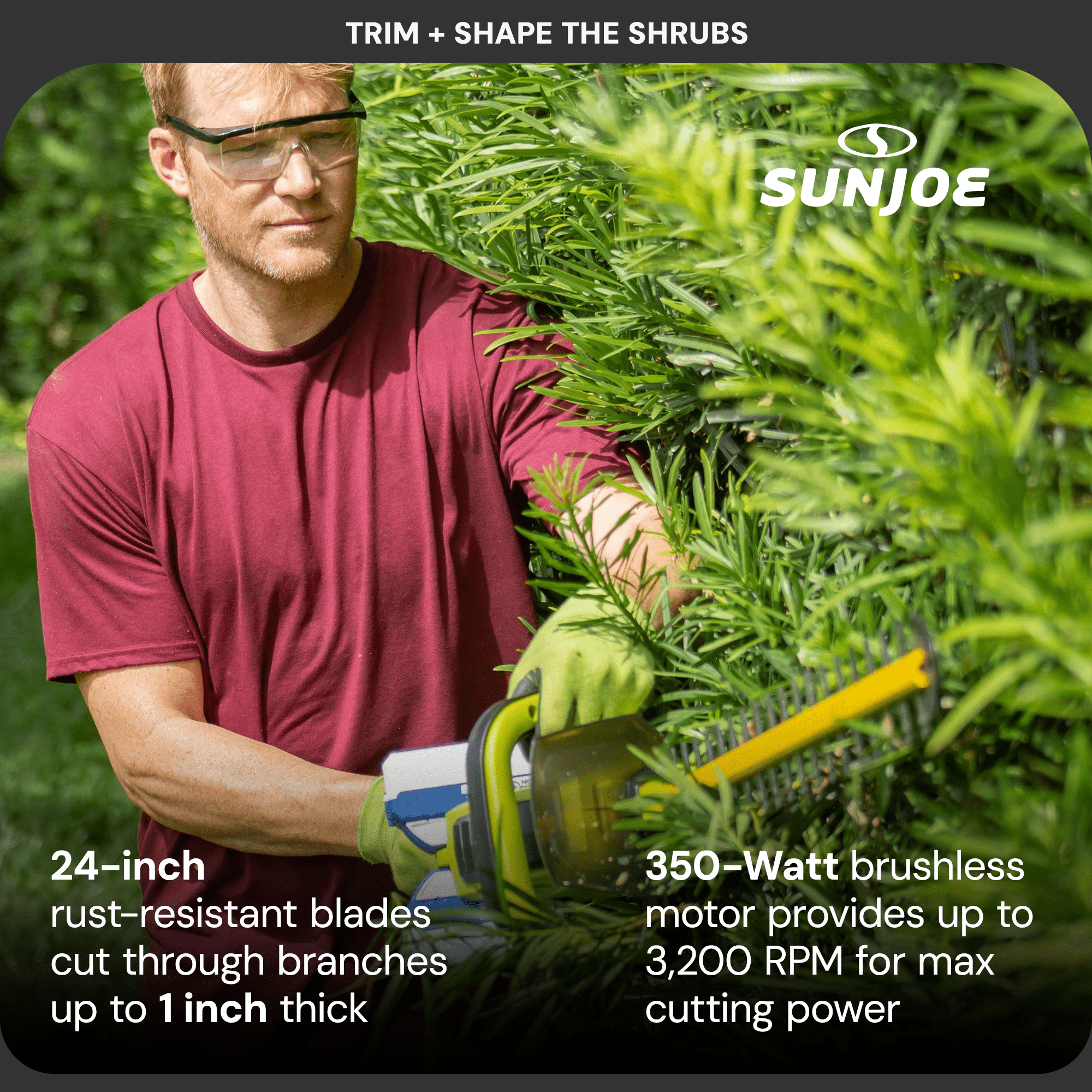 Open Box Sun Joe 24" Cordless Battery Hedge Trimmer Tool, 24V-X2-24HT-CT