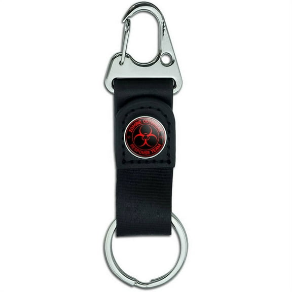 Red Belt Clip On Carabiner Leather Keychain Fabric Key Ring