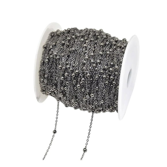 Cadena de bolas Bead Link Roll Durable Beads Strand Cobre Bola redonda Cadena de para llavero DIY Craft Tags Decoración Joyería Fabricación Estilo F Macarena Cadena de bolas