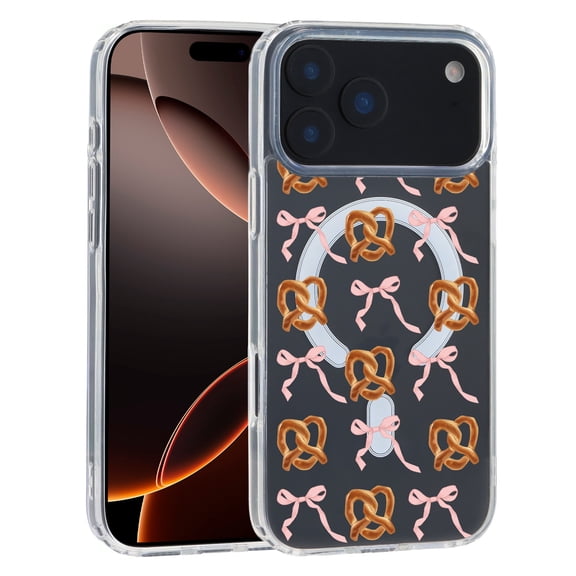 ELEHOLD Magnetic Case For iPhone 17 Pro 2025,Compatible with Mag-safe Accessories, Ultra-Thin Shockproof Color Print Finish Clear Case New,Bread Bowknot