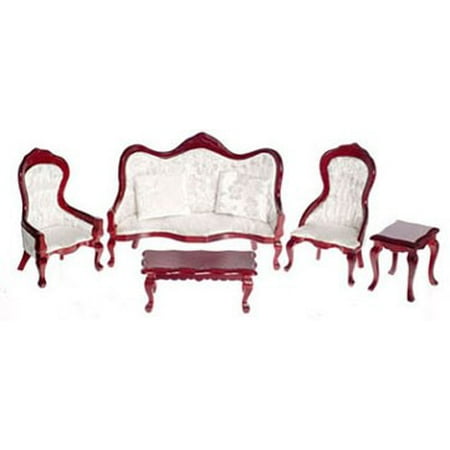 Dollhouse Queen Anne Walnut Victorian Living Room Set