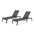 thumbnail image 2 of Adjustable Aluminum Outdoor Chaise Lounge Chairs, Black, Set of 2, 2 of 12