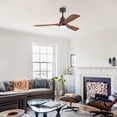 thumbnail image 6 of Sofucor 52" Ceiling Fan with Light, 3 Walnut Solid Wood Blades, Quiet DC Motor, Dimmable 18W LED, 6-Speed Remote Control with Display, Reversible, Timer for Living Room Bedroom, 6 of 9