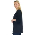 thumbnail image 3 of Simply Ravishing Women's Basic Assymetrical 3/4 Sleeve Open Drape Cardigan, 4X, Black, 3 of 5