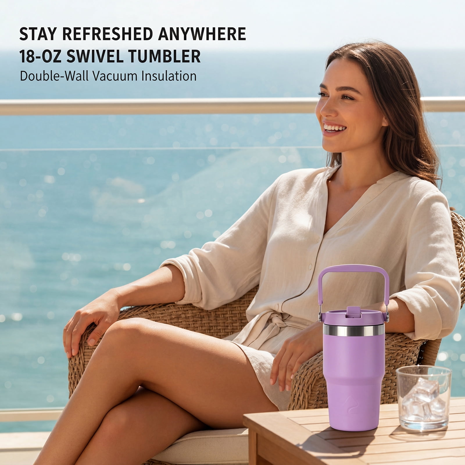 Ozark Trail 18 oz Stainless Steel Insulated Swivel Tumbler, New Lilac