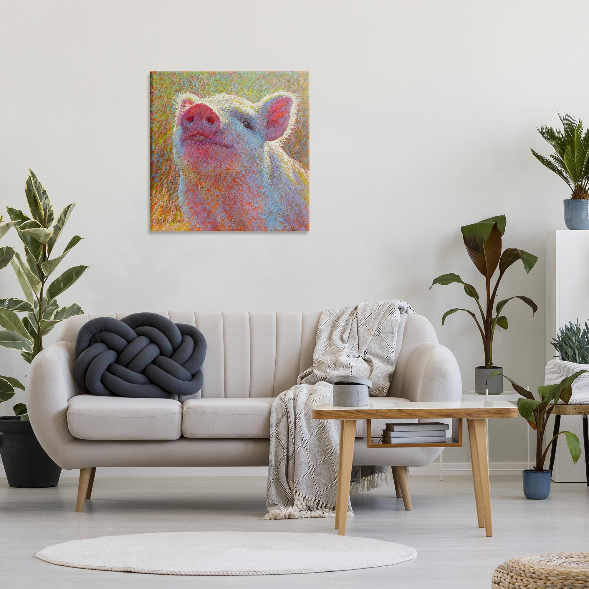 Stupell Industries Impressionist Pig Painting Animals & Insects Painting Gallery Wrapped Canvas Art Print Wall Art, 30 x 30