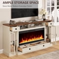 thumbnail image 7 of OKD TV Stand with Fireplace for 80 inch TVs, Farmhouse Entertainment Center with Storage, Antique White, 7 of 7