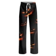 thumbnail image 4 of Halloween Womens Pajama Pants Casual Lounge Pajama Pants Cute Pumpkin Drawstring Elastic Waist Fashion Women's Sleepwear Black XXXL, 4 of 5