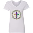 thumbnail image 3 of Inktastic Mardi Gras Fleur De Lis Beads Women's V-Neck T-Shirt, 3 of 5
