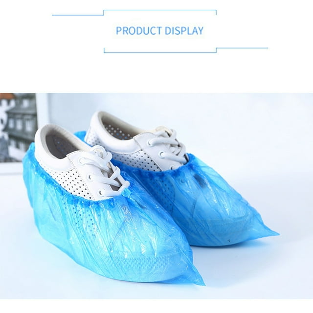TECHTONGDA 100 PCS Disposable PE Plastic Shoe Cover Thickened