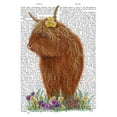 thumbnail image 2 of Fab Funky 15x18 Black Ornate Wood Framed with Double Matting Museum Art Print Titled - Highland Cow, Pansy Book Print, 2 of 4