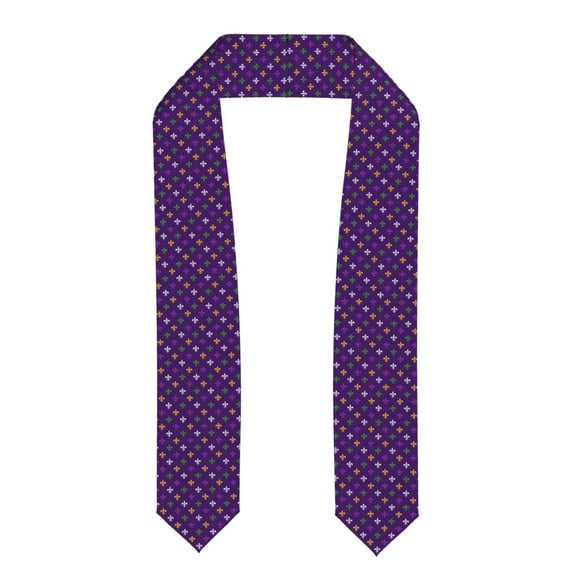 Fuzoiu Purple Mardi Gras Print Graduation Sash,Graduation Stole,Unisex Adult Graduation Stole Shawl 91" Long,for Academic Commencements Shawl-Flattened