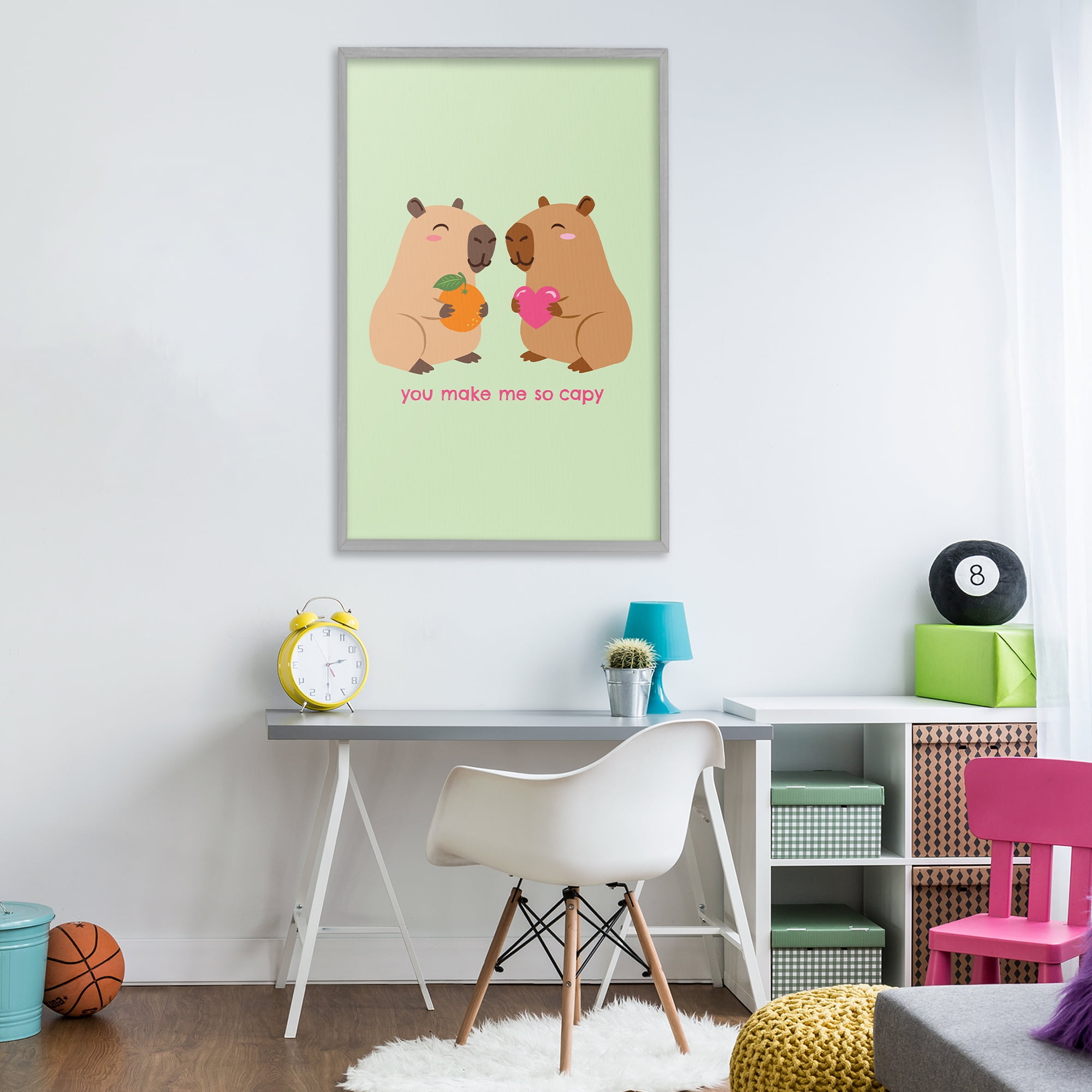 You Make Me So Capy Gray Framed Giclee Art, design by Emily Dumas