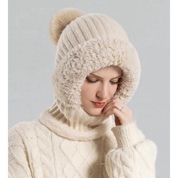 Bonnet 3 en 1 pour Femmes, Bonnet 3 en 1 avec Foulard et Masque, Bonnet d'Hiver Chaud pour Temps Froid