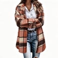 thumbnail image 2 of Fancifize Plaid Wool Blend Coat for Women, Single Breasted Lapel Long Sleeve Peacoat, Vintage Classic Fall Winter Overcoat, 2 of 6