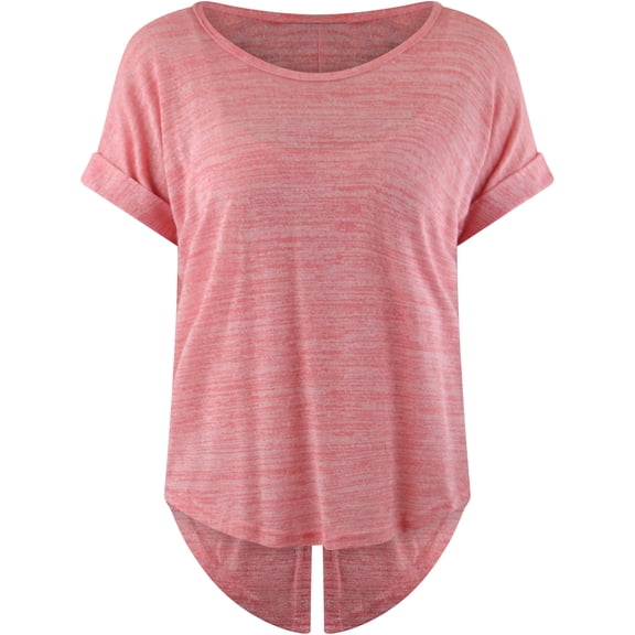 Coral Pink Heathered Knit Tie-Back Tee Top Size Medium