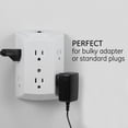 GE 6-Outlet Wall Adapter, Reset Button, Wide Spaced Outlets, 56575