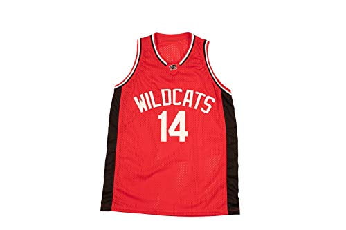 Boriz Zac E Troy Bolton 14 East High School Wildcats Red Patch Basketball Jersey Tanks Stich 50