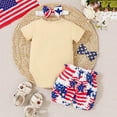 thumbnail image 5 of Fsqjgq Toddler Fall Outfits for Girls Trendy Girls Clothes Outfits Toddler Boys Girls Independence Day Heart Pattern ​Printing Romper Bodysuit Shorts Headbands Outfits Baby Girl Outfit Set Size 3M, 5 of 7