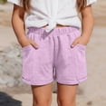 thumbnail image 2 of FINALGANG Girls Kids Solid Colro Elastic Waist Casual Shorts With Pockets Lightweight Breathable Summer Shorts For Daily Playwear Beach Pink 5-6 Years, 2 of 5