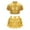 Gold, variant on TiaoBug Kids Girls Cheerleading Costume Sparkly Short Sleeve Crop Tops with Culottes for Cheer Performance Red 6