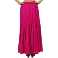 thumbnail image 4 of Bimba Boho Long Flaired Maxi Tier Skirt Elastic Waist Rayon Bohemian Skirts, 4 of 9