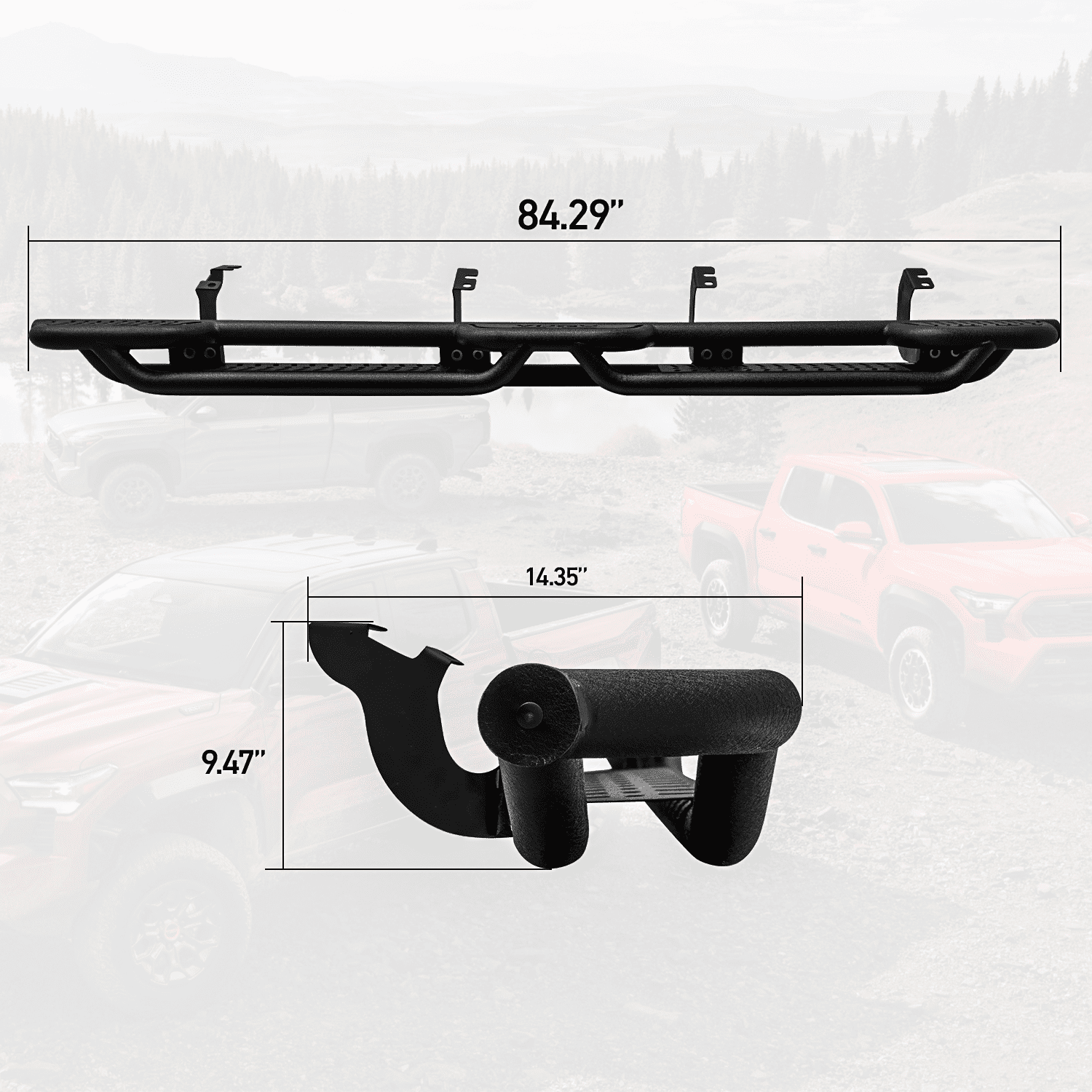 Vijay Running Boards Compatible with 2022-2023-2024-2025-2026 Toyota Tundra Crewmax Cab 4-Door A Pair Bolt-on Side Steps Rails Steel Nerf Bars