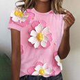 thumbnail image 5 of Liquidation Fatuov T-Shirts Col Rond Grande Taille pour Femmes T-Shirts Graphiques Manches Courtes Été Imprimé Floral Chandail Doux Multicolore, 5 of 5