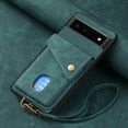thumbnail image 2 of Nalacover for Google Pixel 6, Slim Case Wallet with Credit Card Holder, Back Flip Premium Leather Magnetic Clasp Kickstand Wirst Hand Strap Shockproof Cover for Google Pixel 6, Green, 2 of 7