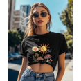thumbnail image 4 of Cartoon Mushroom T Shirts for Women Short Sleeve Cotton Crewneck T-Shirt Flowers Sun Tee Tops Casual Basic T-Shirts, XS-5XL Black L, 4 of 7