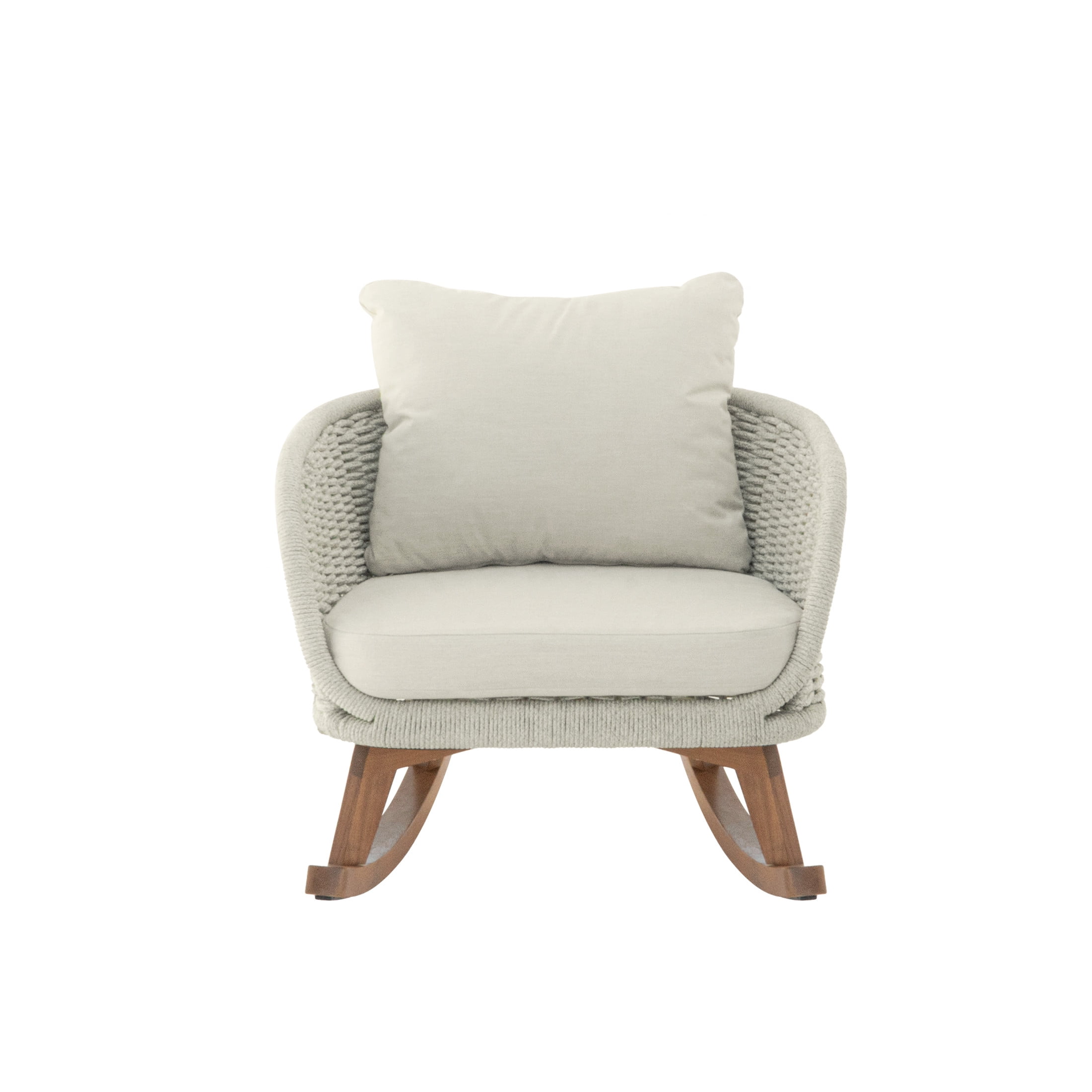 Christopher Knight Home Outdoor Wicker Rocking Chair with Cushions, Solid Wood Frame, Beige