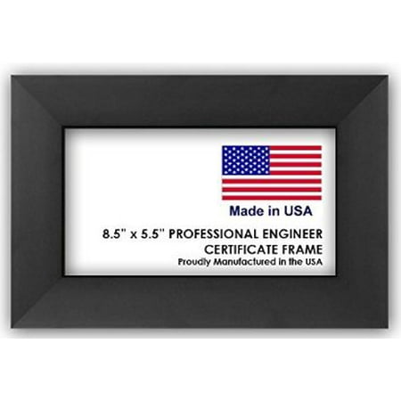 Natural Steel Frame - Professional Engineer License Certificate Wood Frame - 8.5 x 5.5 Inches