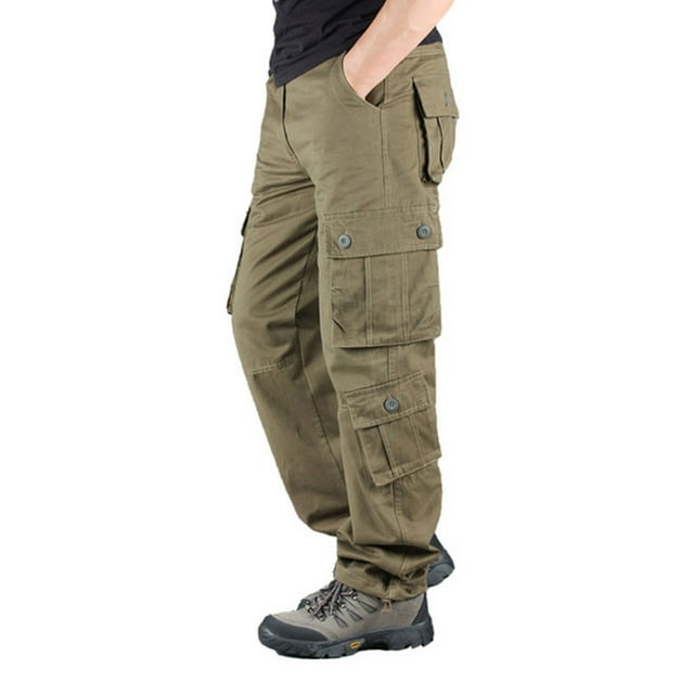 OmicGot Pantalon Décontracté pour Homme à Multiples Poches Pantalon en Coton Homme Grande Taille Pantalon Cargo Homme Plein Air Randonnée Randonnée Joggers Pantalon Cargo 29-44