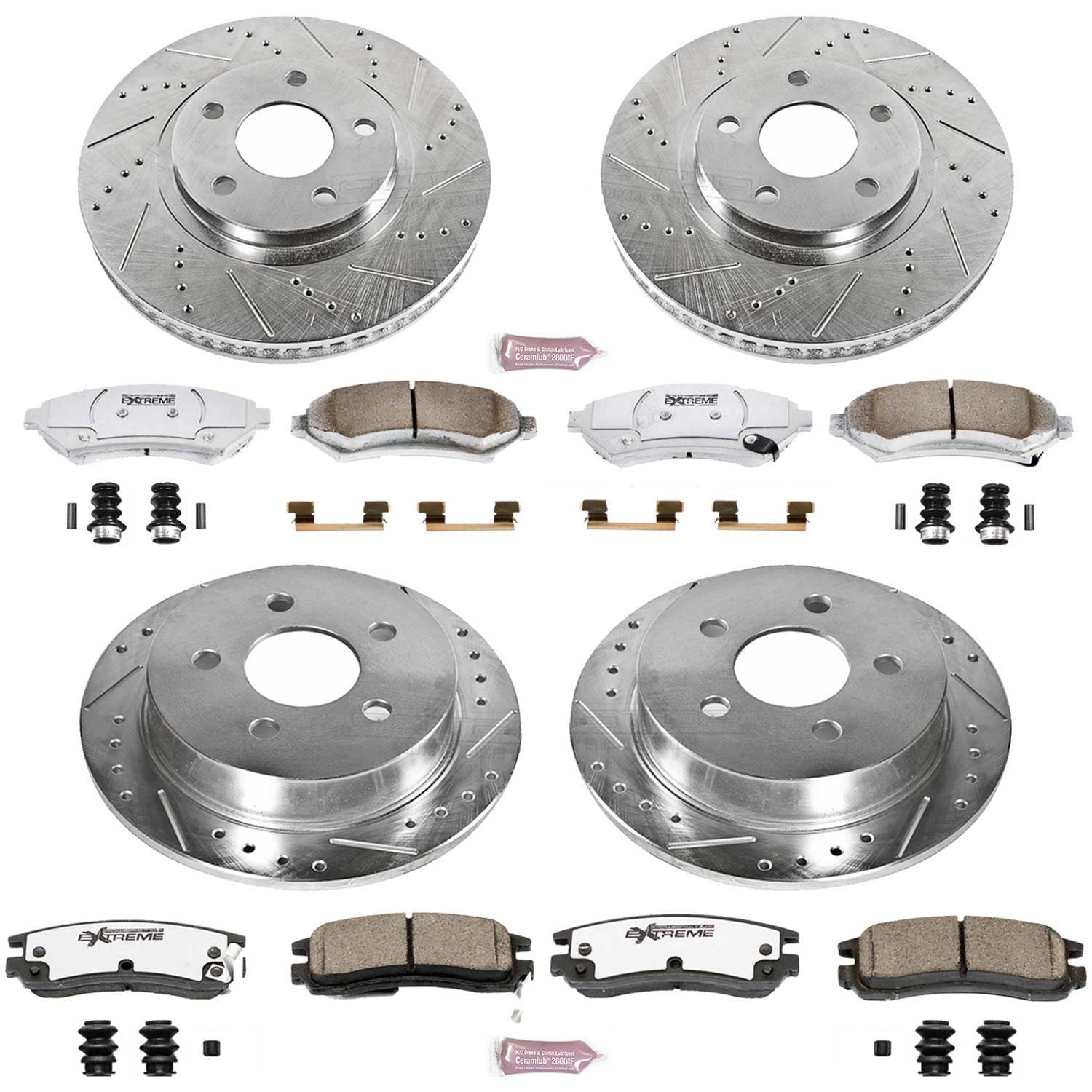 PowerStop Front and Rear Z26 Street Warrior Carbon-Fiber Ceramic Brake Pad and Drilled and Slotted Rotor Kit Fits: CHEVROLET OLDSMOBILE Select Models K1544-26
