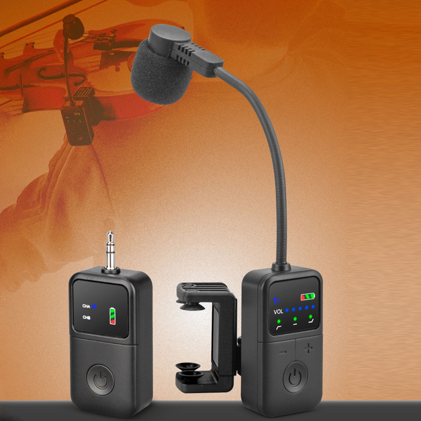 HUISZJ Instrument Microphone, Violin Performance Wireless Microphone, Rechargeable Professional Sound Pickup