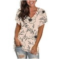 thumbnail image 2 of GaThRRgYP Trendy Short Sleeve V Neck Tops for Women,Women's Fashion Printed Camisole Short Sleeve T-shirt Loose Tank V-Neck Tops Khaki XXL, 2 of 7