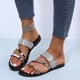 thumbnail image 5 of Amzcrzy Zapatos de mujer,Zapatos de mujer,Zapatillas de mujer, Pantuflas planas con cinturón de una palabra brillante para mujer, cómodas e informales Sandalias Mujer Zapatillas De Casa, 5 of 6