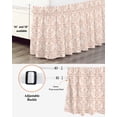 thumbnail image 3 of Pink Flowers Wrap Around Bed Skirts for Queen Bed 18" Drop,Bed Skirt with Adjustable Elastic Belt Dust Ruffle Bed Valance for Bedroom Hotel Baroque Scroll Floral Damask Pattern Art Bed Frame Cover, 3 of 7