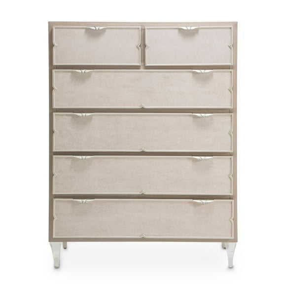 Michael Amini Camden Court 6-Drawer Wood Chest in Ivory Pearl & Taupe