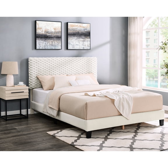 Height-Adjustable Headboard - Black Finish Block Feet - Bedroom - Adaptable and Stylish