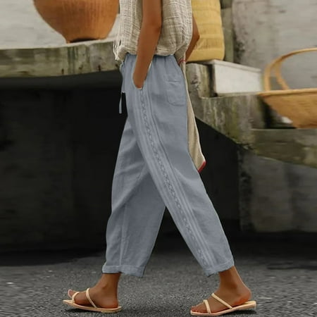 SIYUDAN Women Pants Casual Pants Women Grey Adult Pants Comfy Pants Elastic Pants For Women Summer Pants For Women 2025
