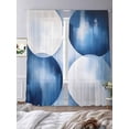thumbnail image 3 of Abstract Stitching Sheer Curtains 108 Inches Long 2 Panels Blue White Circular Gradient Light Filtering Semi Sheer Window Curtains Drapes for Bedroom Living Room 52"x108", 3 of 7