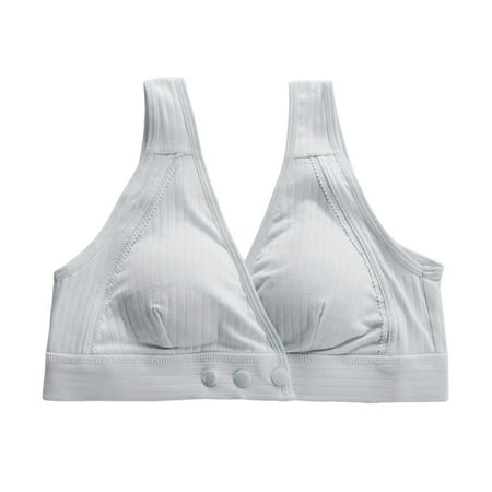 Quealent Womens Sleeping Nursing Bra Seamless Ultra Comfort Maternity Bra Smooth Wireless Pregnancy Sleeping Bralette (Gray L)