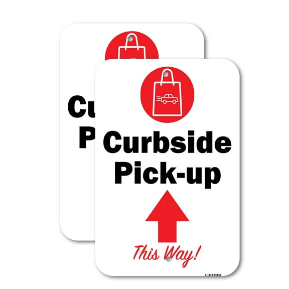 (2 Pack) Curbside Pick-up This Way Up Arrow | 12" X 18" Heavy-Gauge Aluminum Sign | Rust Free Aluminum, Weather Resistant, Waterproof, Fade Resistant, 2 Pre-drilled Holes