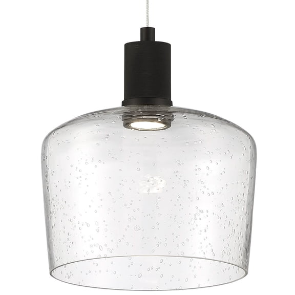 63141LEDD-MBL/SDG Access Lighting Port Nine - 9W 1 LED Pendant In Transitional Style-9.25 Inches Tall and 9 Inches Wide-Matte Black Finish-Seeded