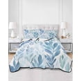 thumbnail image 3 of Blue Green Botanical Twin XL Size Down Alternative Comforter, Lightweight Comforter Quilt Bedding Set with Pillow Shams Summer Watercolor Leaf Plant All Seasons Bed Comforter Duvet Insert 68"x98", 3 of 7