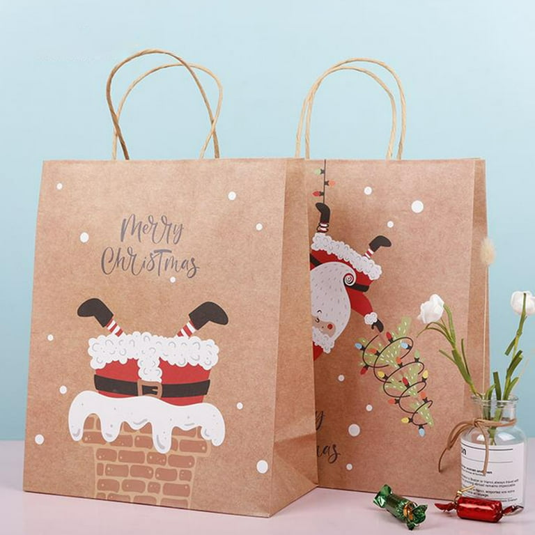 Lksixu 12pc Christmas Gift Bag Paper Bag Packaging Kraft Paper